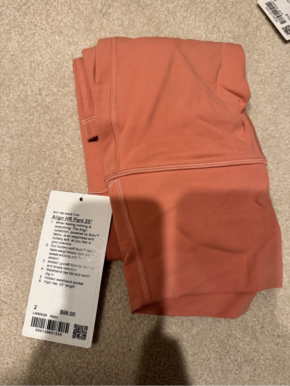 Lululemon Align HR Pant 25" in Coral